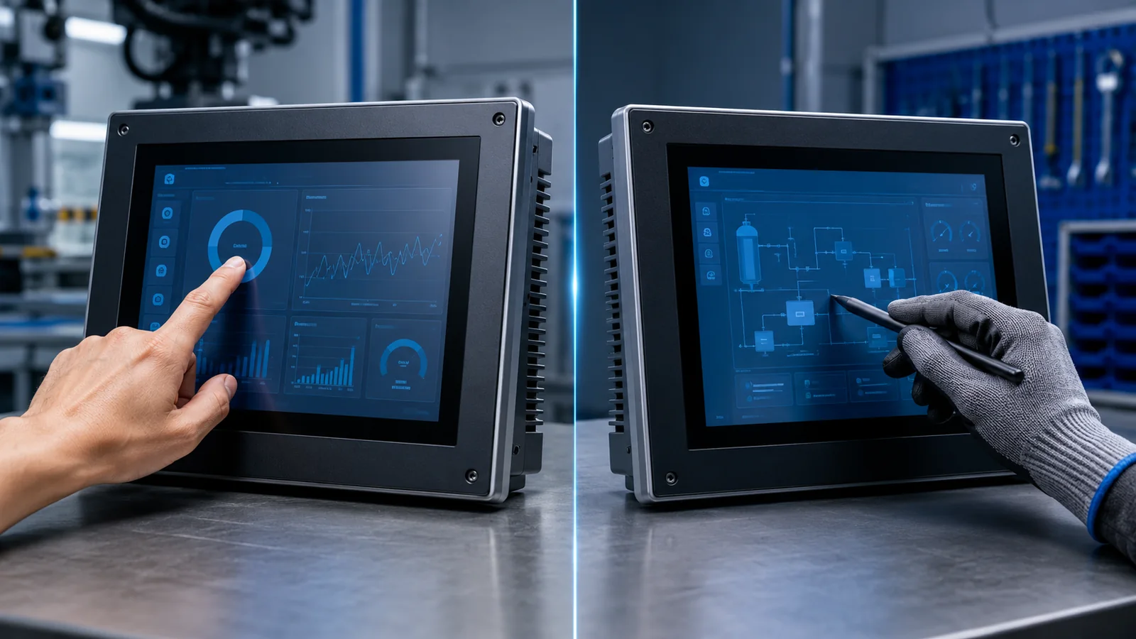 PCAP and resistive touch integration for an industrial TFT LCD