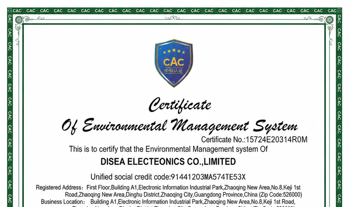 DISEA ISO 14001:2015 English certificate