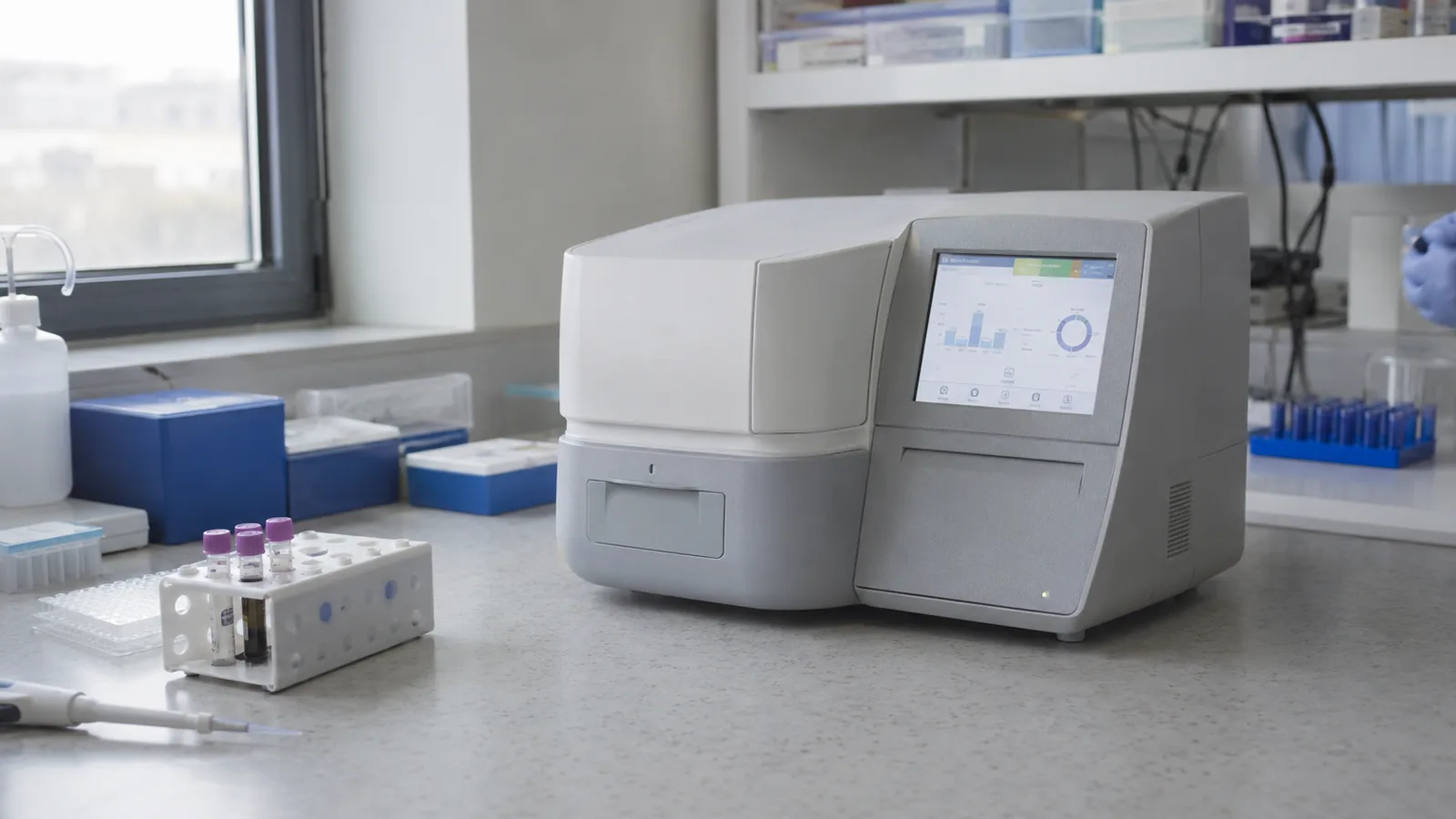 Benchtop medical laboratory analyser with a TFT LCD display interface