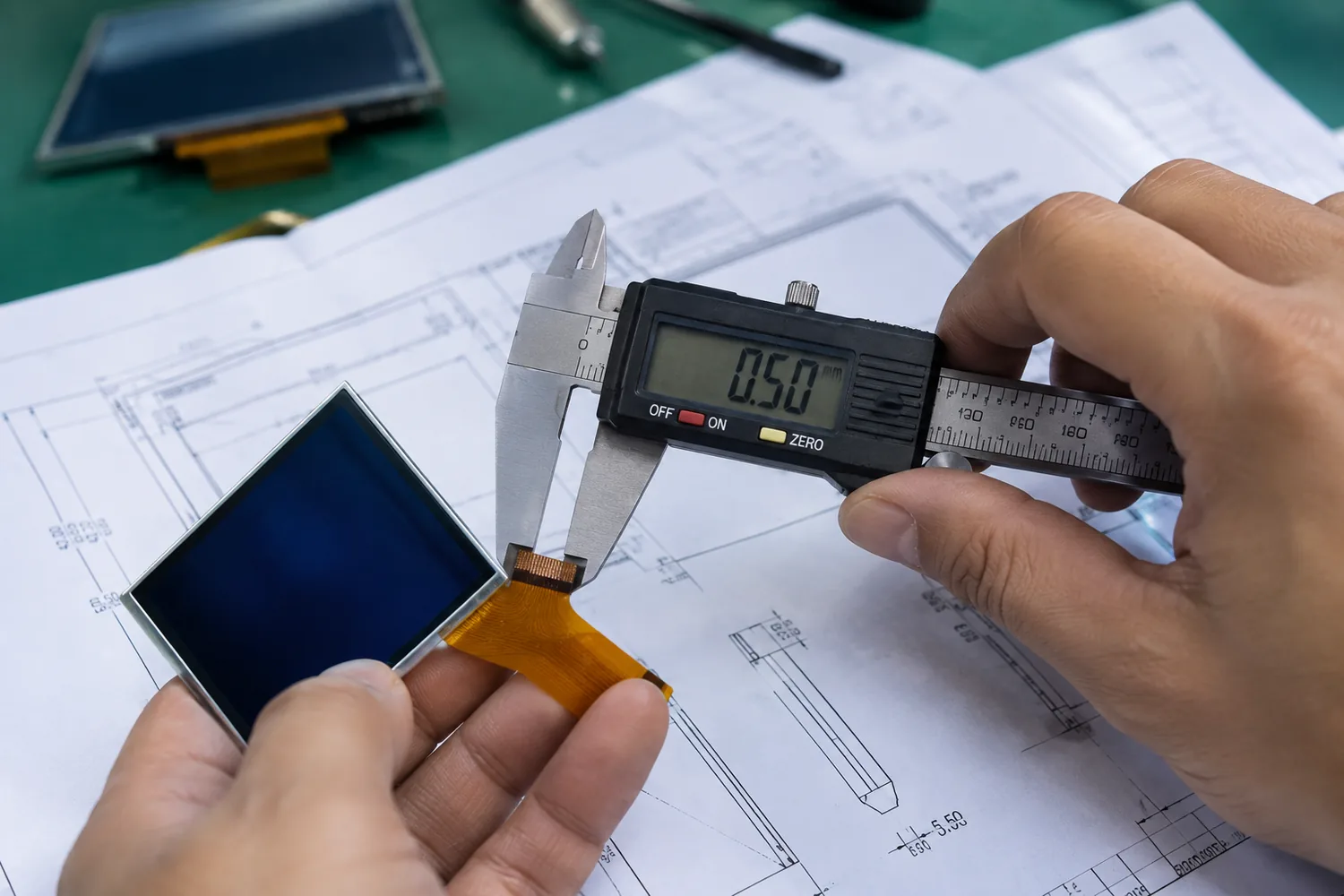Dimensional measurement of a TFT LCD module during a customisation feasibility review