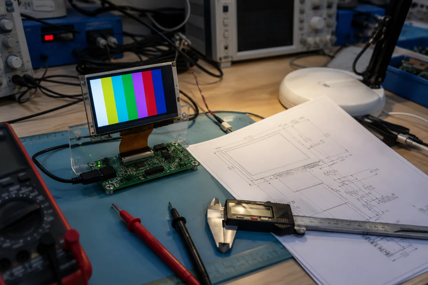 TFT LCD module electrical testing against its datasheet and mechanical drawing