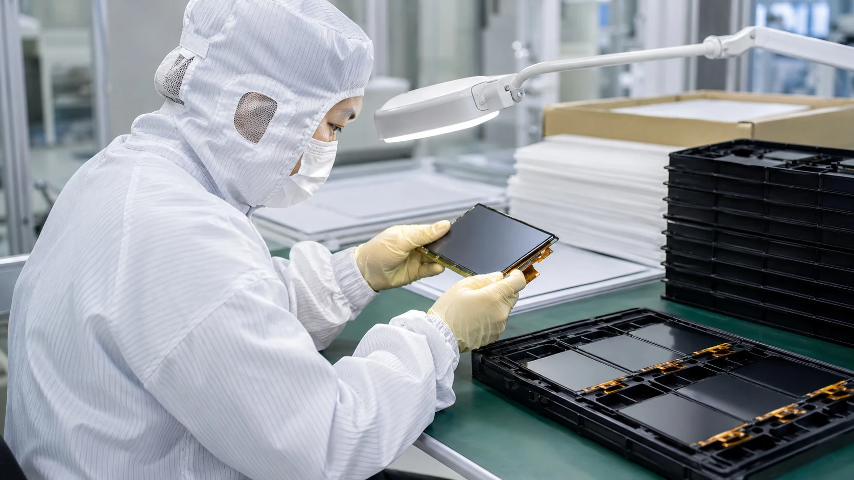 TFT LCD module inspection at an ESD quality-control workstation