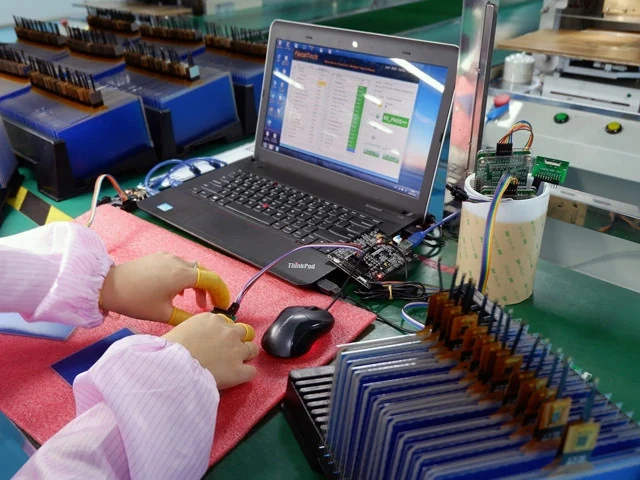 DISEA CTP process step 28: Capacitive Screen FOG Electrical Test and Program Burning