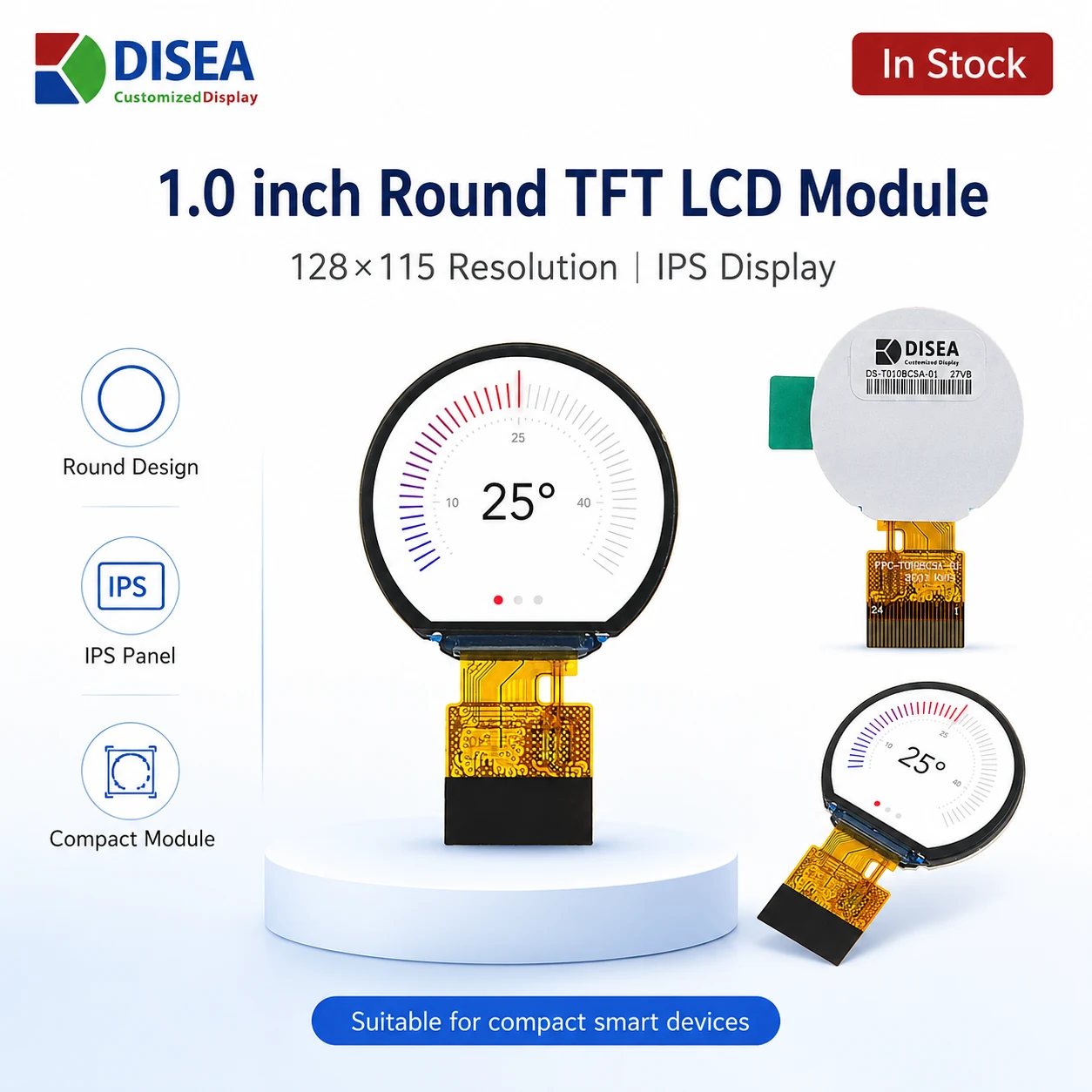 DS-T010BCSA-01 1.0 inch IPS round TFT LCD module