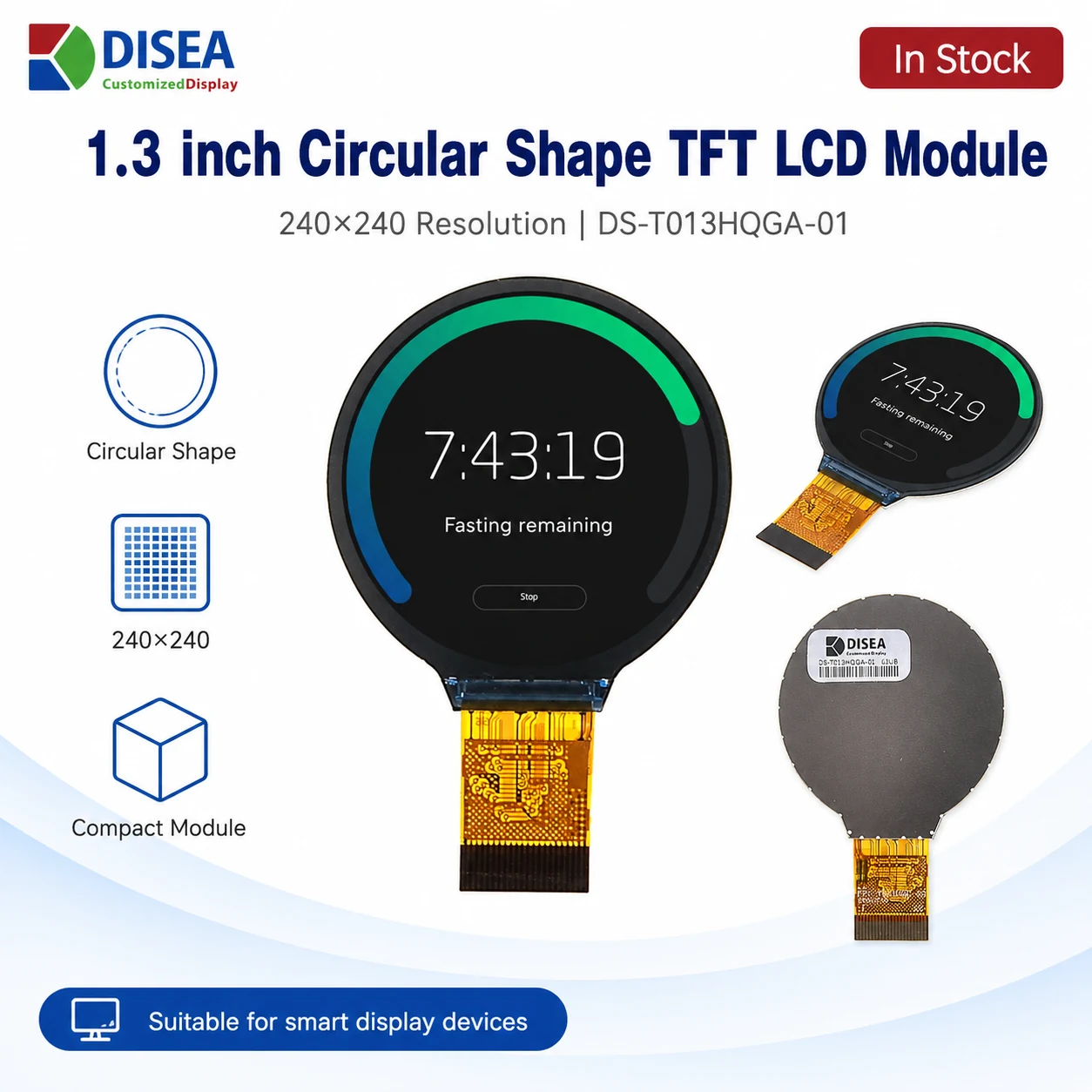 DS-T013HQGA-01 1.3 inch circular TFT LCD module