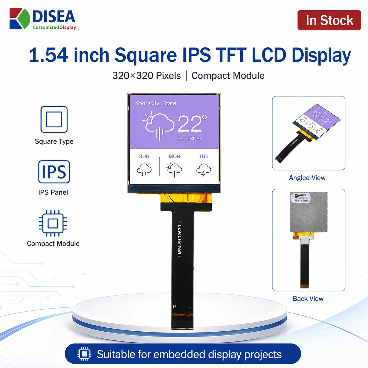 DS-T015BOSA-01 1.54 inch square IPS TFT LCD display