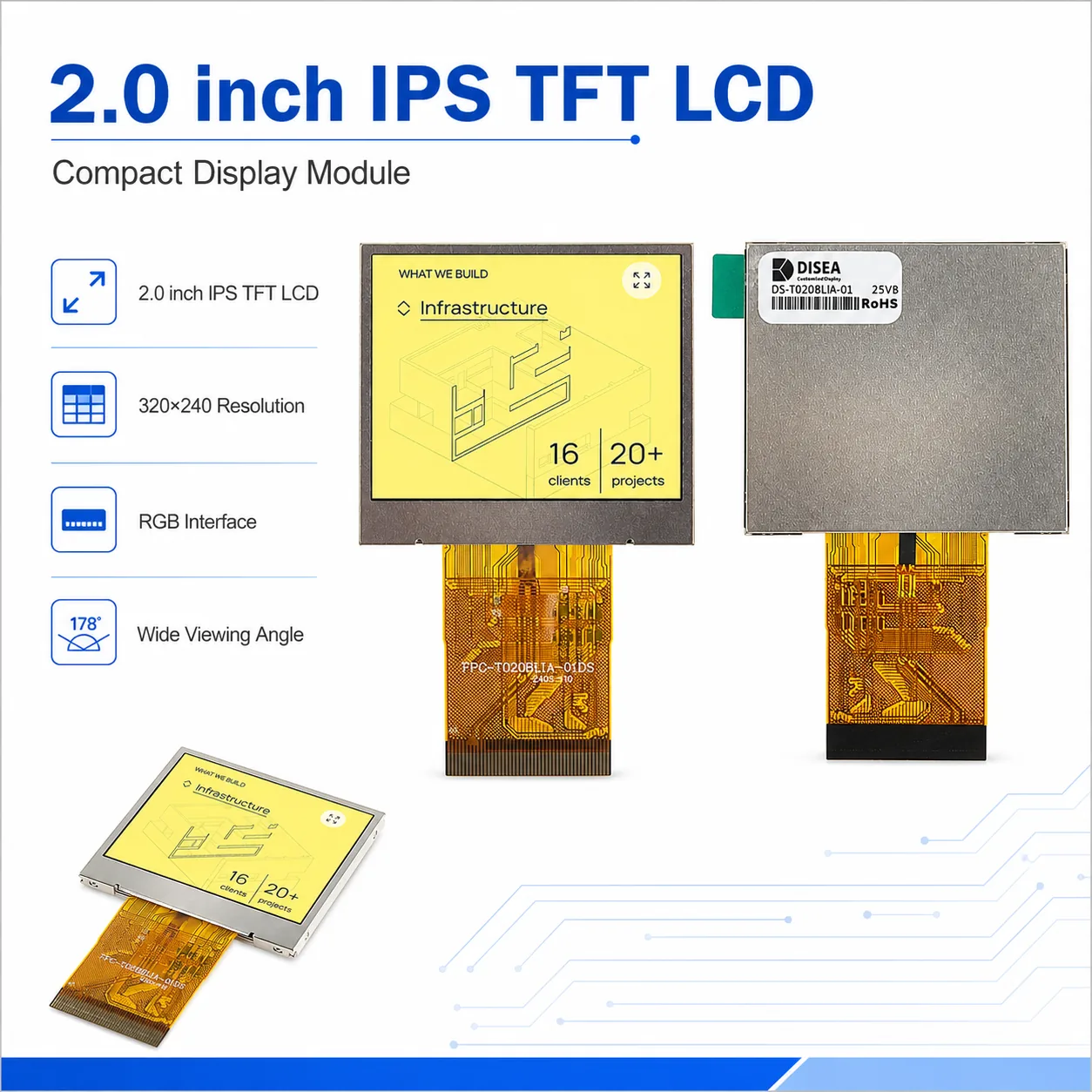 DS-T020BLIA-01 2.0 inch 320x240 IPS TFT LCD display
