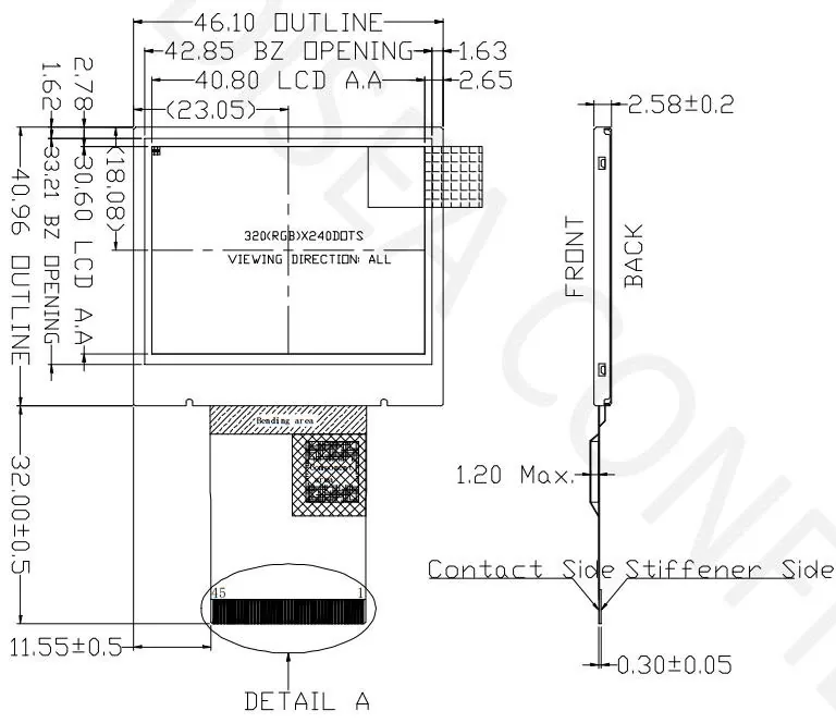 DS-T020BLIA-01 mechanical drawing and dimensions