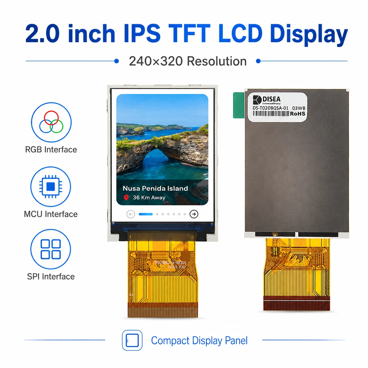 DS-T020BQSA-01 2.0 inch 240x320 IPS TFT LCD display panel