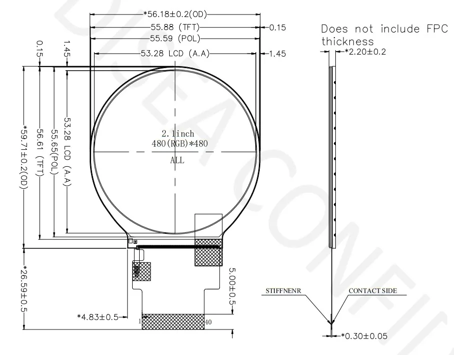 DS-T021BCSA-02 mechanical drawing and dimensions