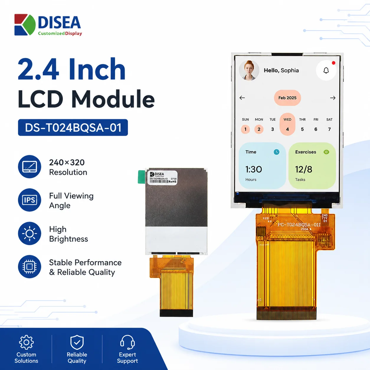 DS-T024BQSA-01 2.4 inch 240x320 full viewing angle high brightness IPS TFT LCD module