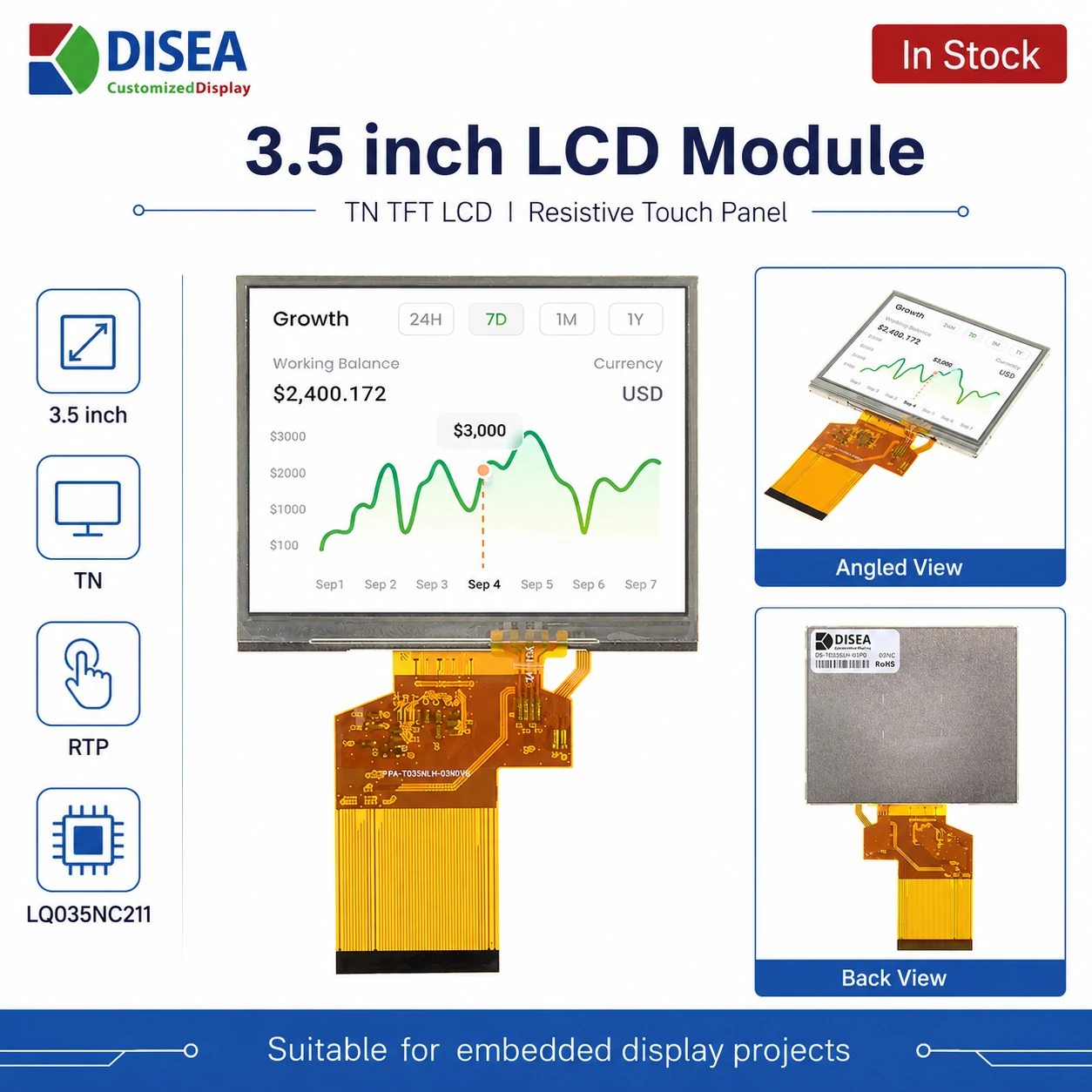 DS-T035SLH-01PD 320x240 TN TFT LCD module